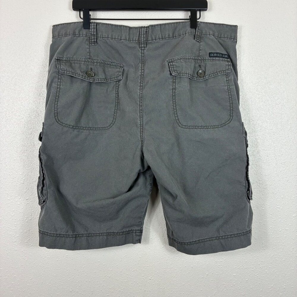 Y2K Calvin Klein Jeans Cargo Shorts Mens 38 Gray Ripstop Utility Streetwear - Picture 5 of 8